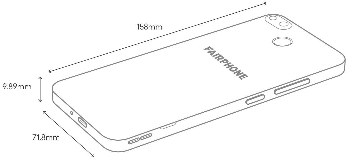 Dimensões do Fairphone 3